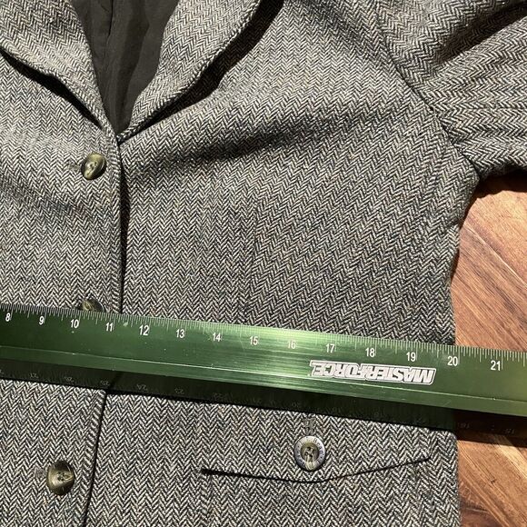LL Bean Blazer Galway Jacket Herringbone Wool Silk Wool Blend‎ Button Up Large - Picture 6 of 10